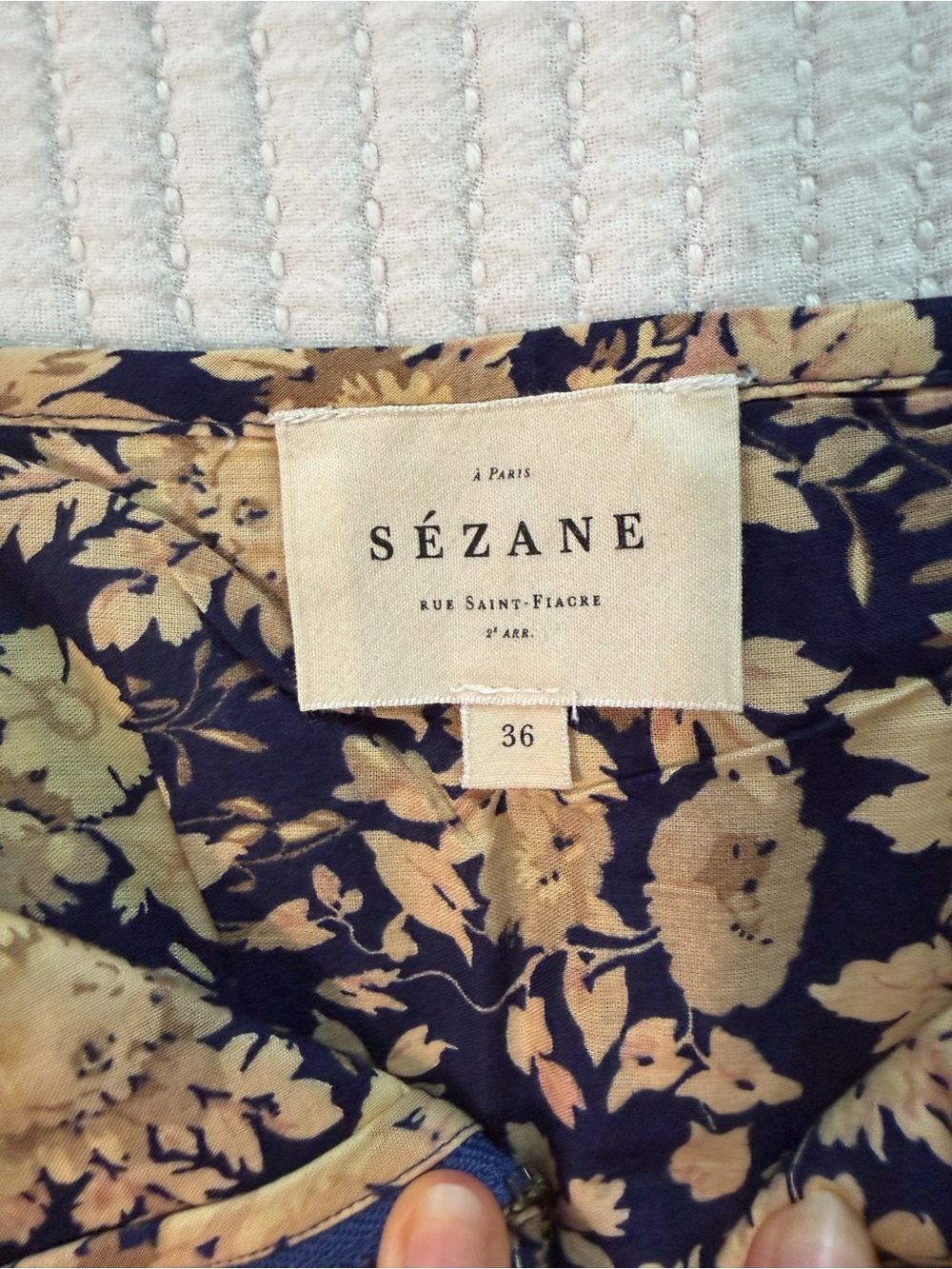 Sézane Foxy Skirt Cara Mix Print Navy Cream Floral 36/4 - Picture 4 of 6